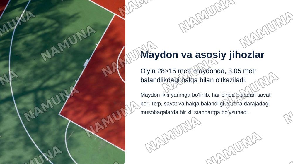 Basketbol va uning ummumiy qoidalari — zamonaviy taqdimot, 5-slayd