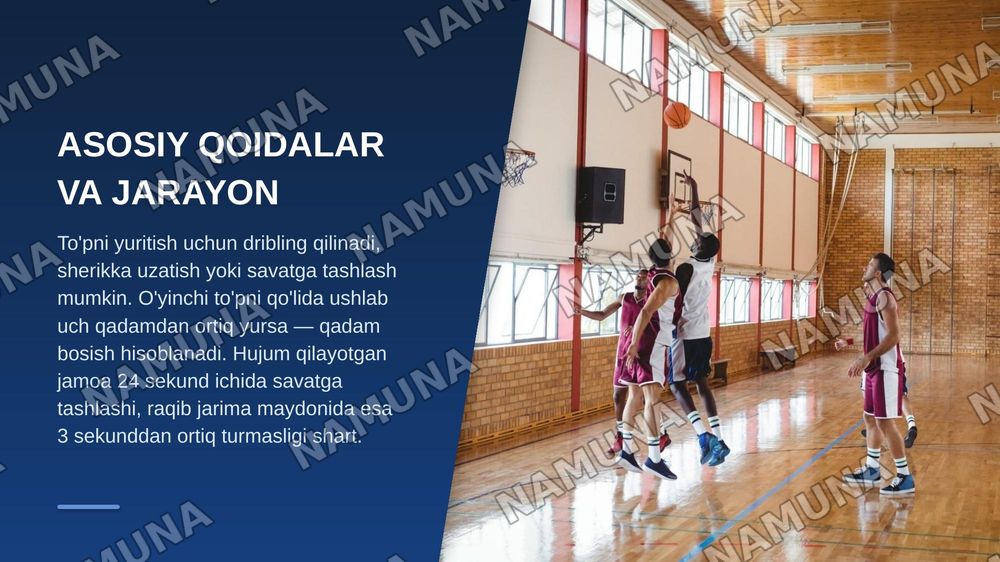 Basketbol va uning ummumiy qoidalari — zamonaviy taqdimot, 7-slayd