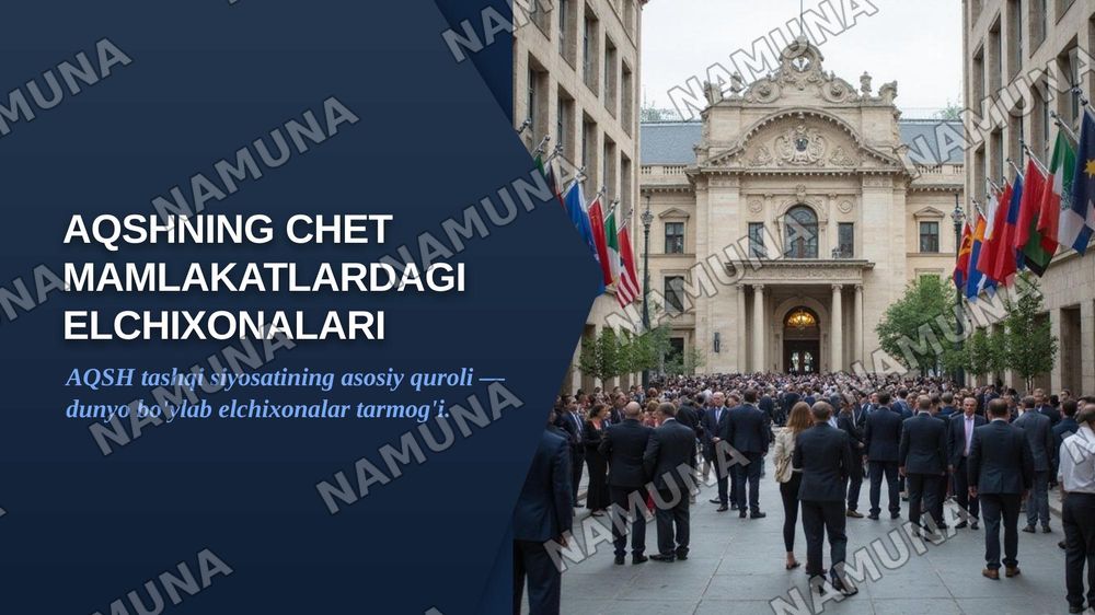 AQSHni chet mamlakatlardagi elchixonalari — zamonaviy taqdimot, 1-slayd