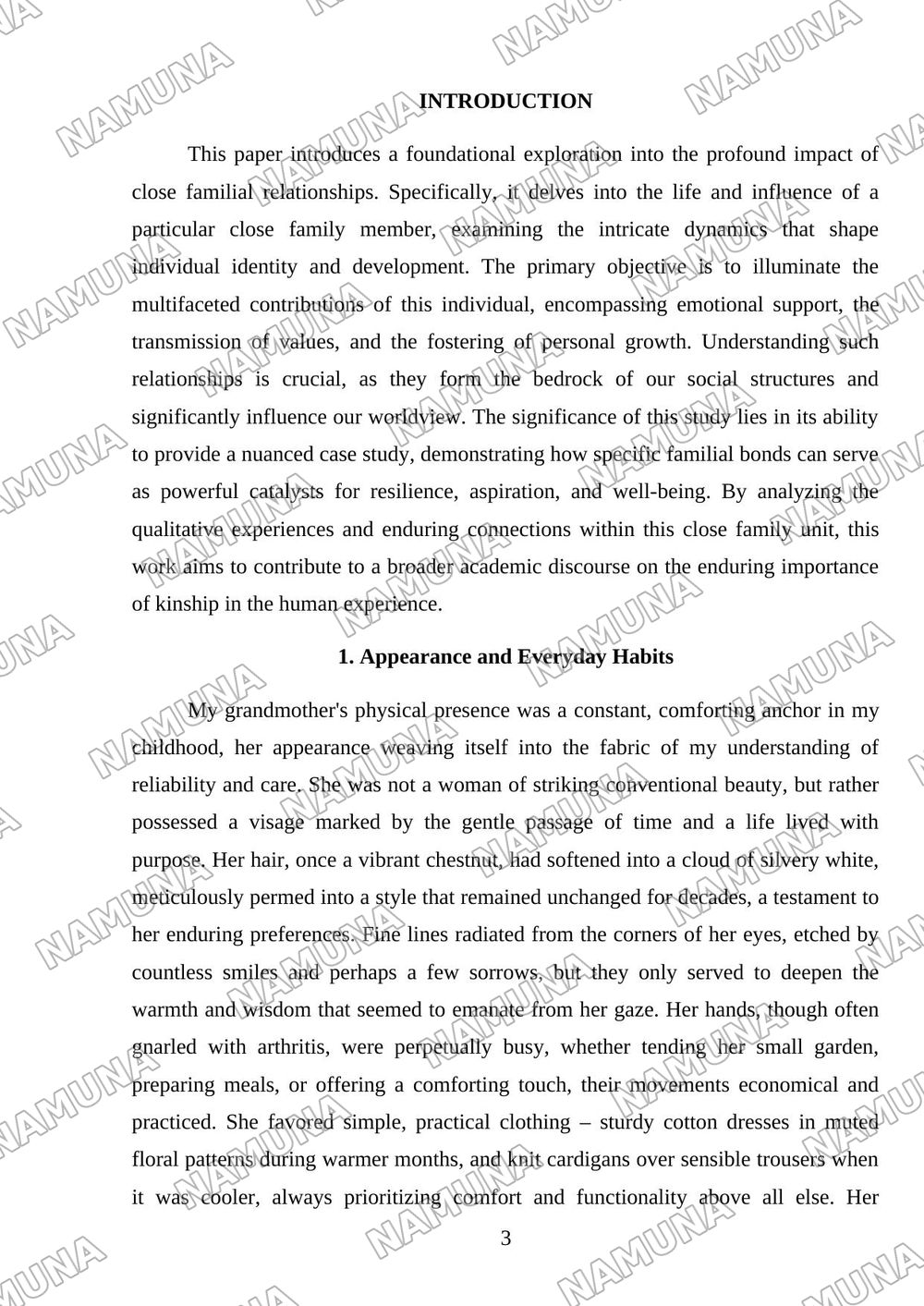 A close family member — mustaqil ish, 3-varaq
