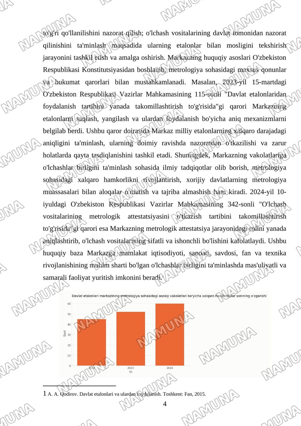Davlat etalonlari markazi va uning vazifalari. — mustaqil ish, 4-varaq