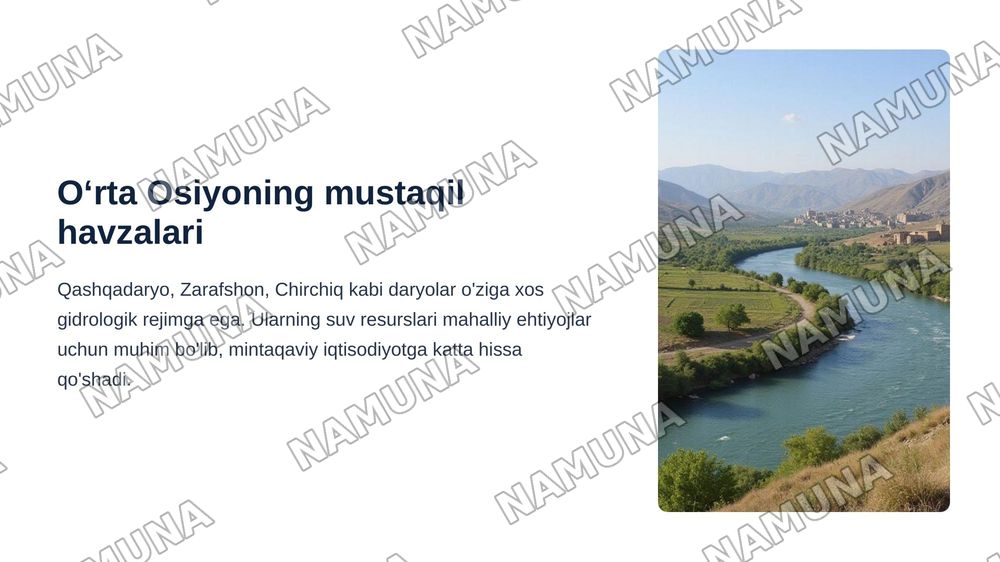 Oʻrta Osiyoning mustaqil daryo havzalari — zamonaviy taqdimot, 5-slayd