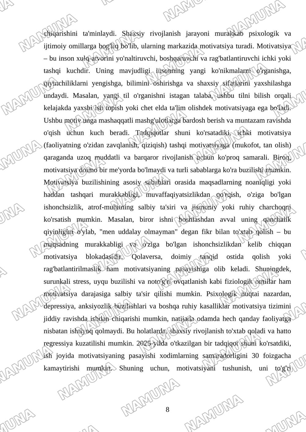 Motiv. Motivatsiya — mustaqil ish, 8-varaq