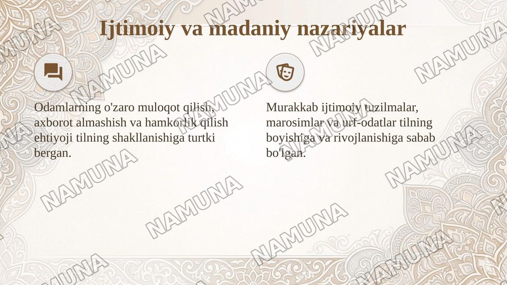 Tilning paydo bolishi haqidagi farazlar — taqdimot, 6-slayd