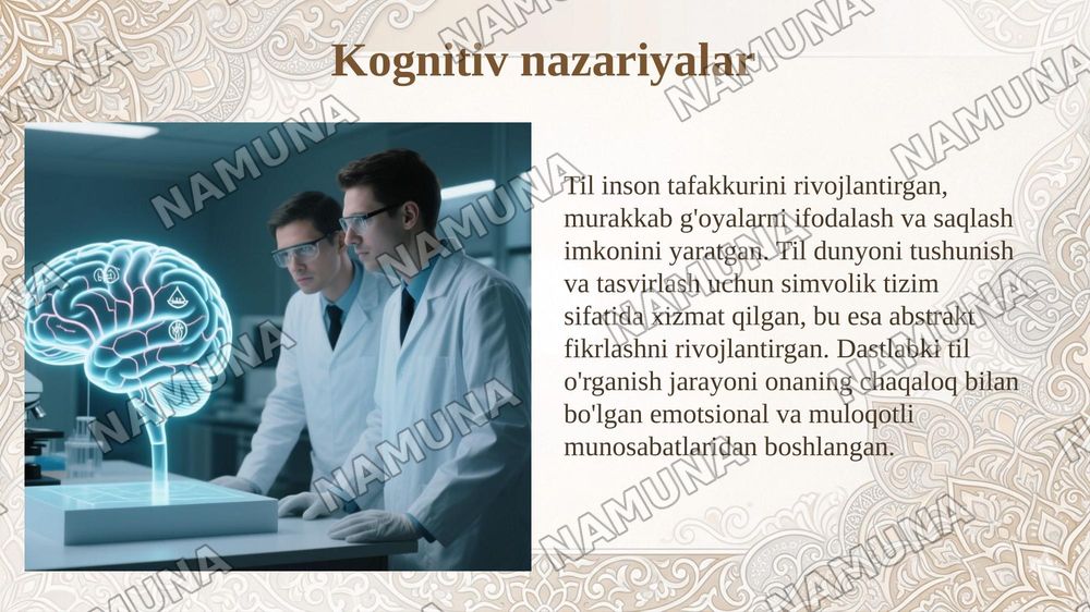 Tilning paydo bolishi haqidagi farazlar — taqdimot, 7-slayd