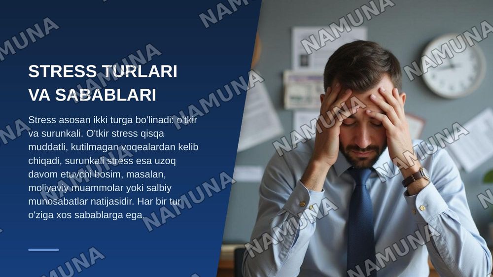 His-tuyg'ular va inson salomatligi. Stress va 
1 
uning inson hayotiga ta'siri. — zamonaviy taqdimot, 5-slayd