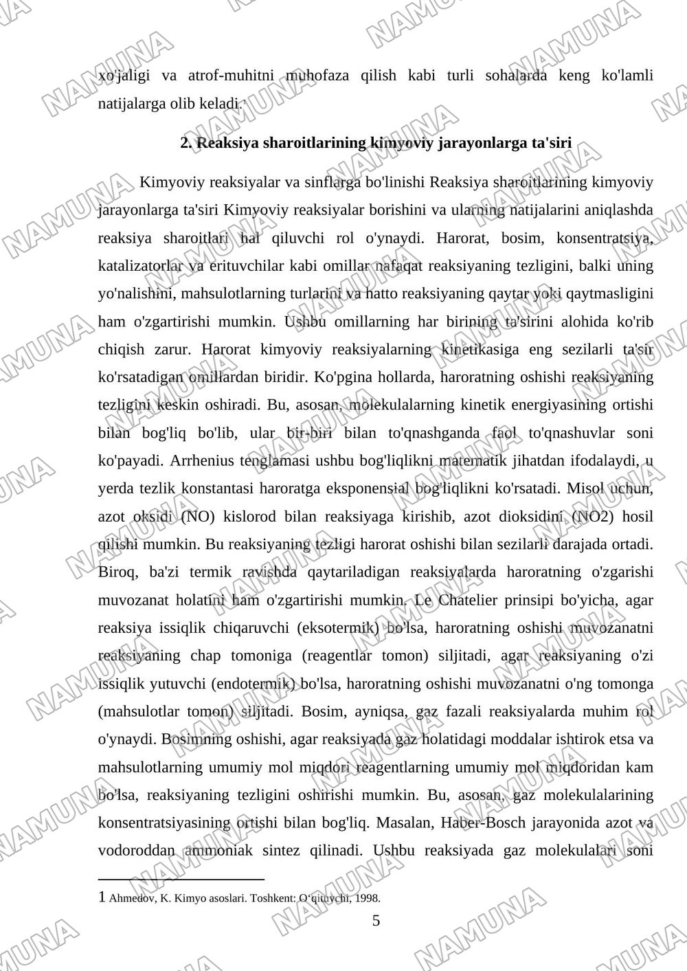 Kimyoviy reaksiyalar va sinflarga bulinishi — referat, 5-varaq
