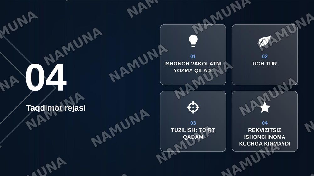 Ishonchnoma hujjat turi — zamonaviy taqdimot, 2-slayd