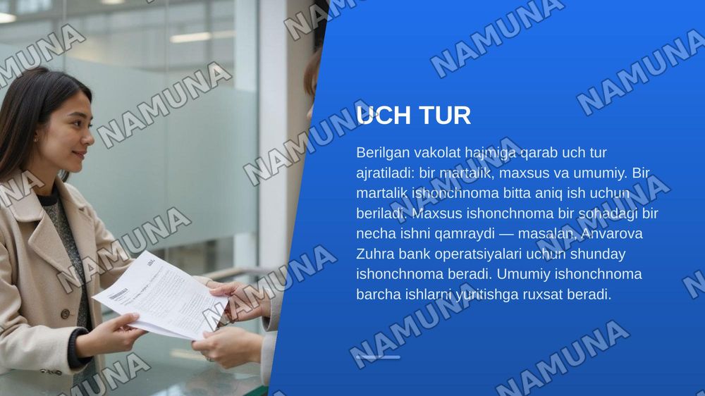 Ishonchnoma hujjat turi — zamonaviy taqdimot, 4-slayd