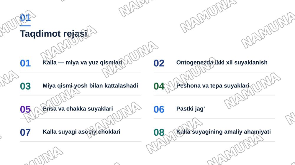 Kalla suyaklarining taraqqiyoti va tuzilishi.Kallaning miya qismi va yuz qismidagisuyaklarning tuzilishi. — zamonaviy taqdimot, 2-slayd