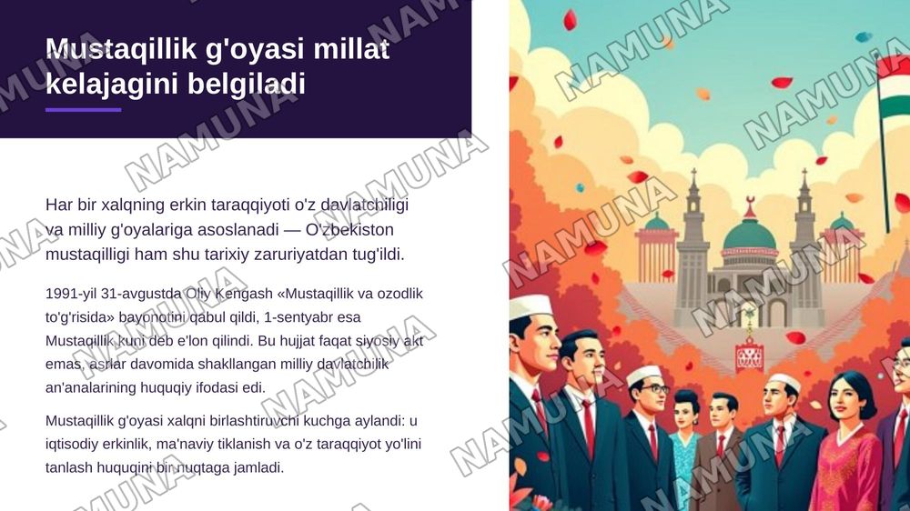 Oʻzbekistonda mustaqillik gʻoyalarning tarixiy ahamiyati — zamonaviy taqdimot, 3-slayd