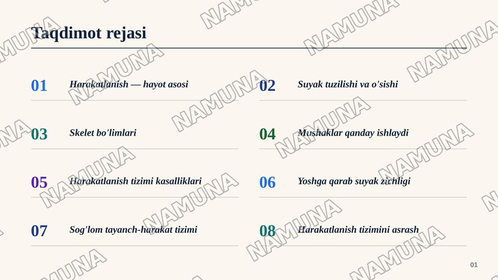 Inson harakatlanish tizimi — zamonaviy taqdimot, 2-slayd