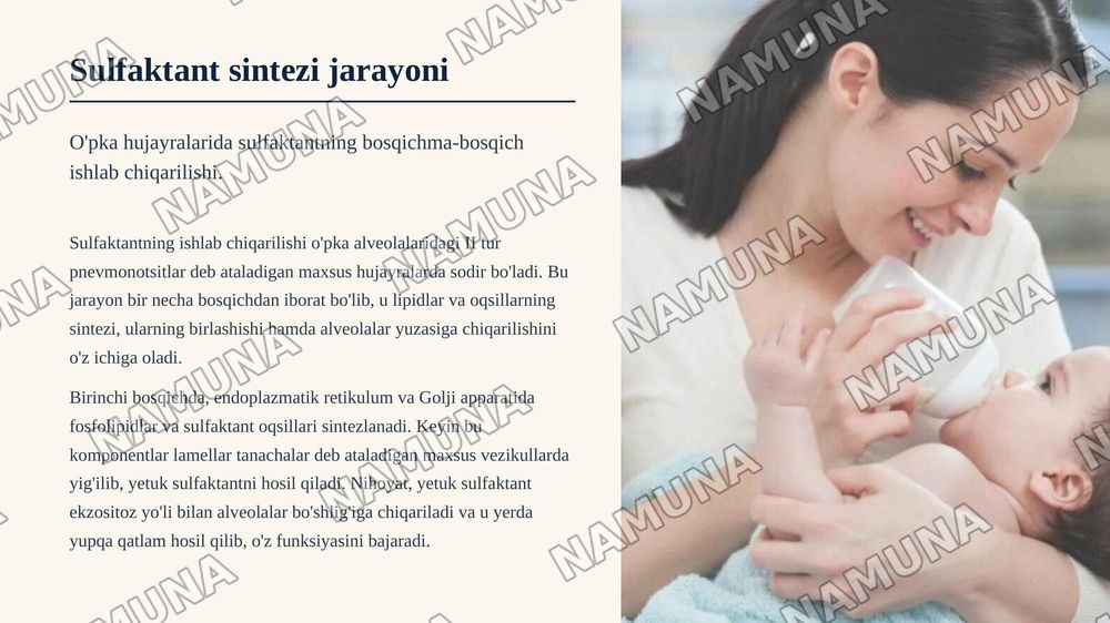 Sulfaktan hosil boʻlishi. Yangi tugʻulgan chaqaloqlar organizimidagi ahamiyati — zamonaviy taqdimot, 5-slayd