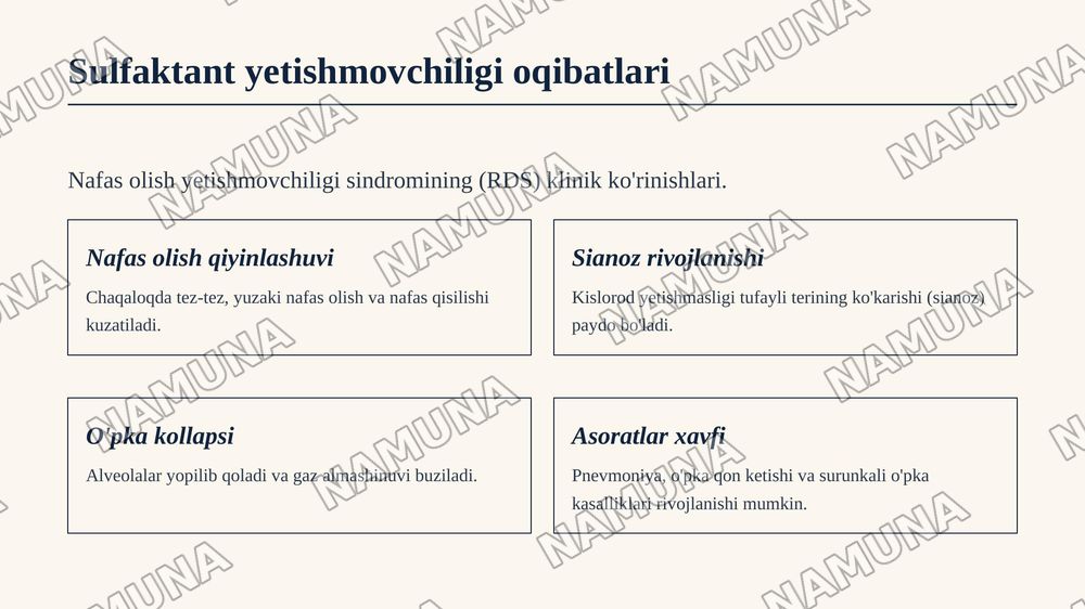 Sulfaktan hosil boʻlishi. Yangi tugʻulgan chaqaloqlar organizimidagi ahamiyati — zamonaviy taqdimot, 7-slayd