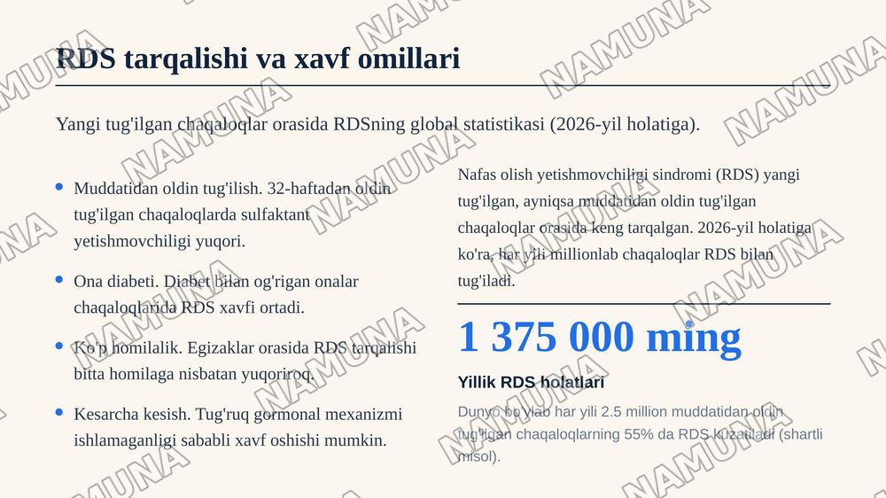 Sulfaktan hosil boʻlishi. Yangi tugʻulgan chaqaloqlar organizimidagi ahamiyati — zamonaviy taqdimot, 8-slayd