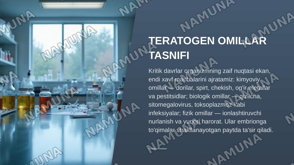Embrional rivojlanishning umumiy qonuniyatlari. Teratogen omillar — zamonaviy taqdimot, 7-slayd