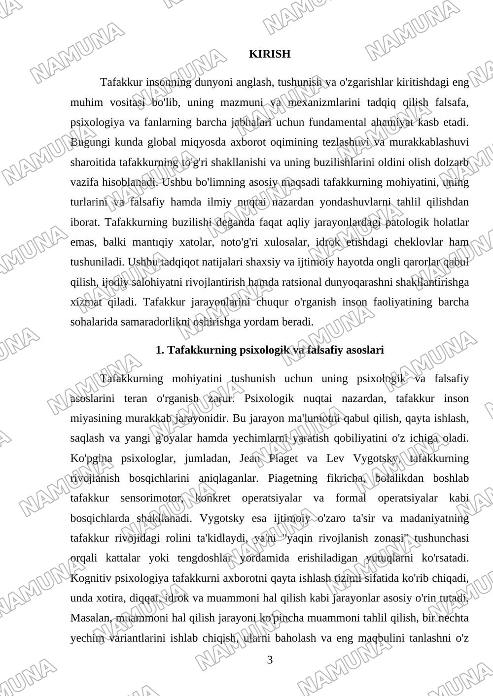 Tafakkur va uning buzulishlari — mustaqil ish, 3-varaq