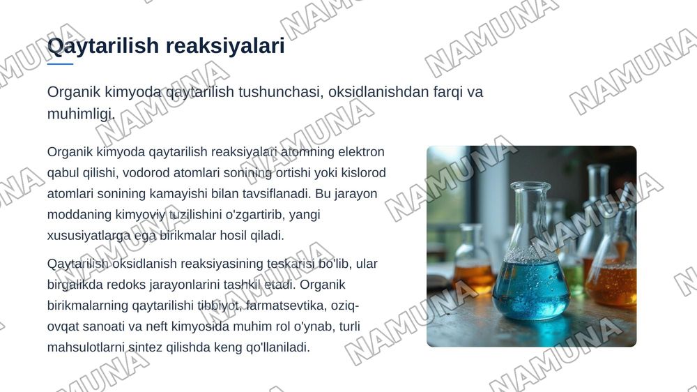 Organik birikmalarning qaytarilishi. Alkenlarning qaytarilishi. Aromatik birikmalarning qaytarilishi. Aldegidlarning qaytarilishi. Karbonil birikmalarning qaytarilishi. Amidlar va nitrillarni qaytarilishi. — zamonaviy taqdimot, 3-slayd