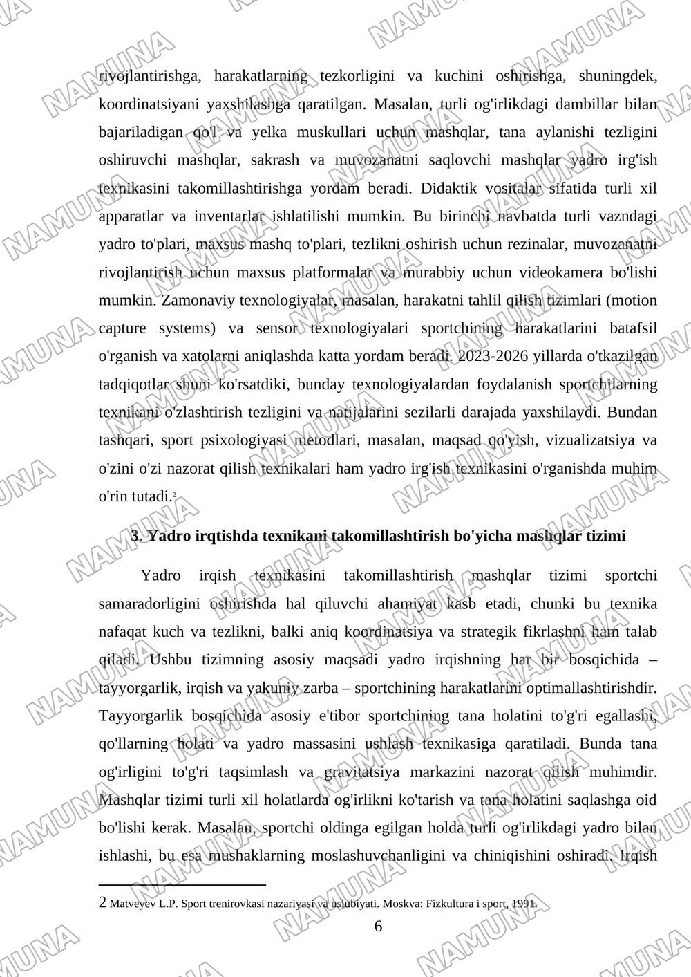 yengil atletikada yadro irqtish texnikasni o'rgatish — mustaqil ish, 6-varaq