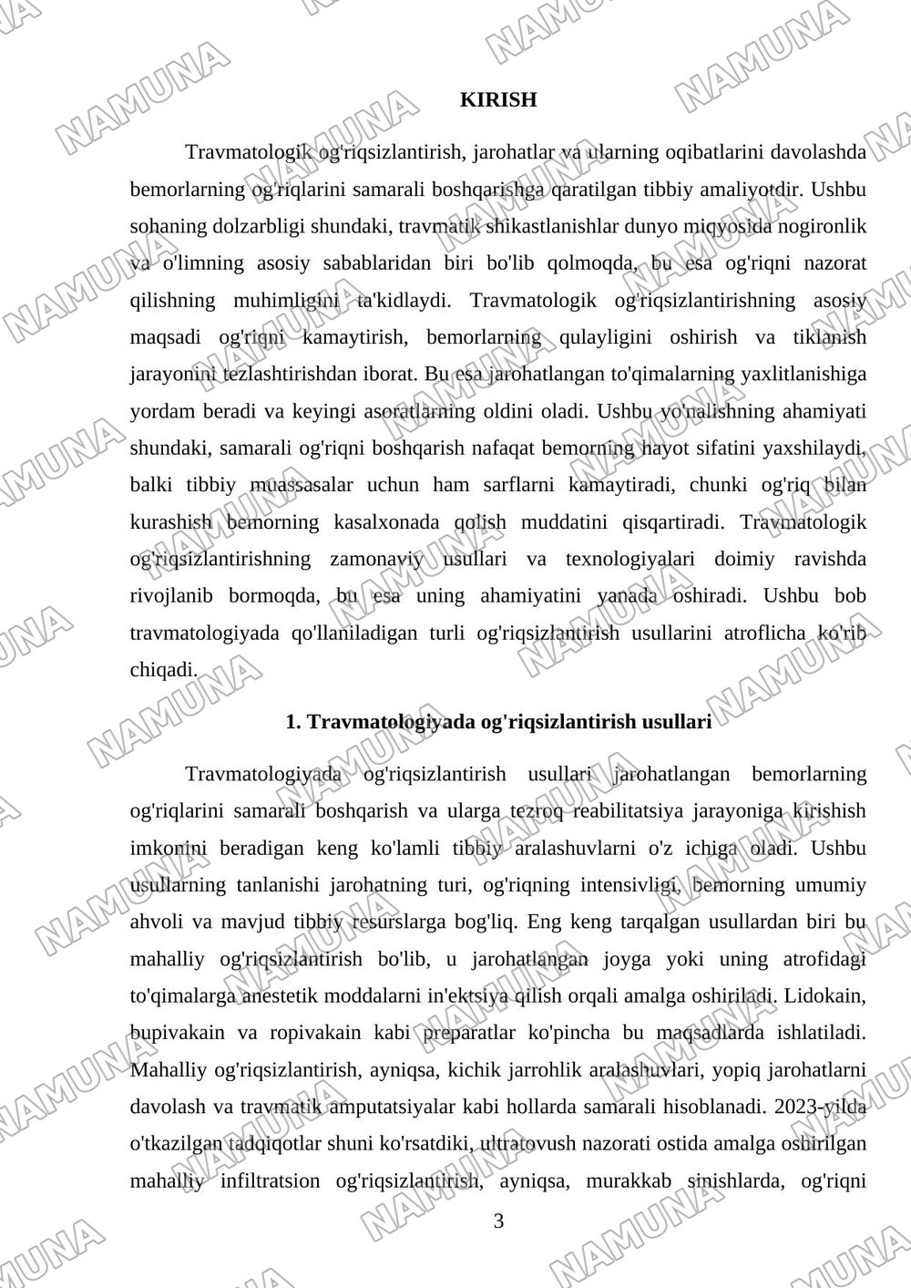 Travmatologik ogriqsizlantirish turlari — mustaqil ish, 3-varaq