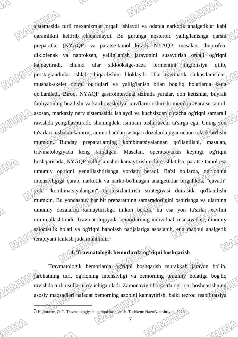Travmatologik ogriqsizlantirish turlari — mustaqil ish, 7-varaq