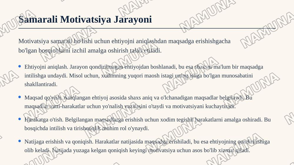 Zamonaviy tashkilotlarda mehnat motivatsiyasini oshirish yo‘llari va samaradorlikka ta’siri — zamonaviy taqdimot, 6-slayd