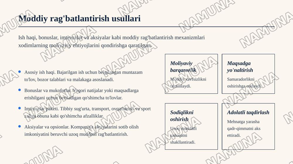 Zamonaviy tashkilotlarda mehnat motivatsiyasini oshirish yo‘llari va samaradorlikka ta’siri — zamonaviy taqdimot, 7-slayd