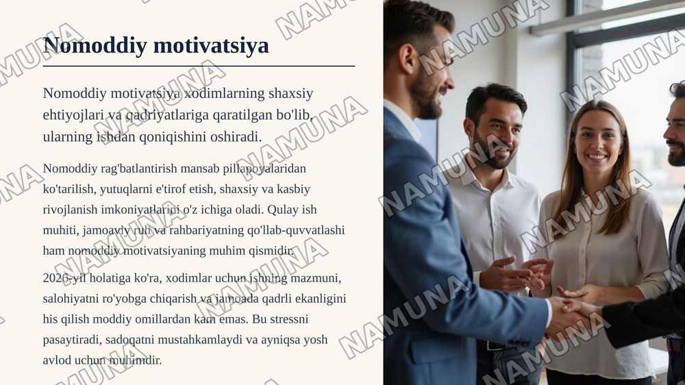 Zamonaviy tashkilotlarda mehnat motivatsiyasini oshirish yo‘llari va samaradorlikka ta’siri — zamonaviy taqdimot, 8-slayd