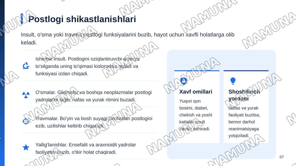 Bosh miya postlogi — zamonaviy taqdimot, 8-slayd