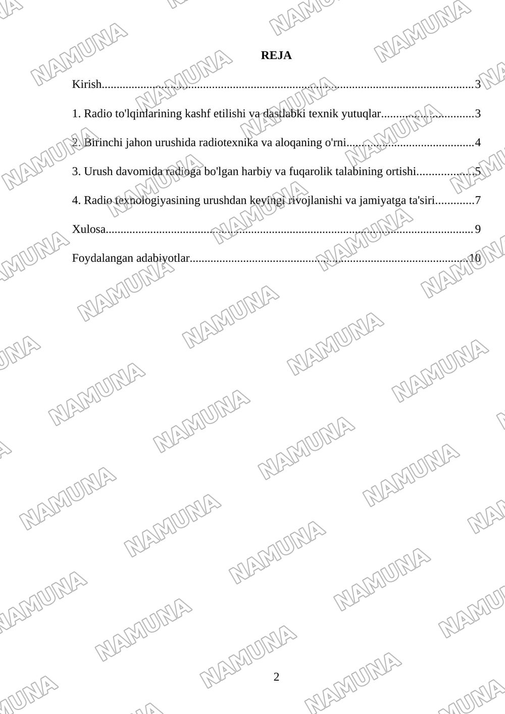 Radio va uning paydo boʻlishi 1jahon urishida unga boʻlgan talab — referat, 2-varaq