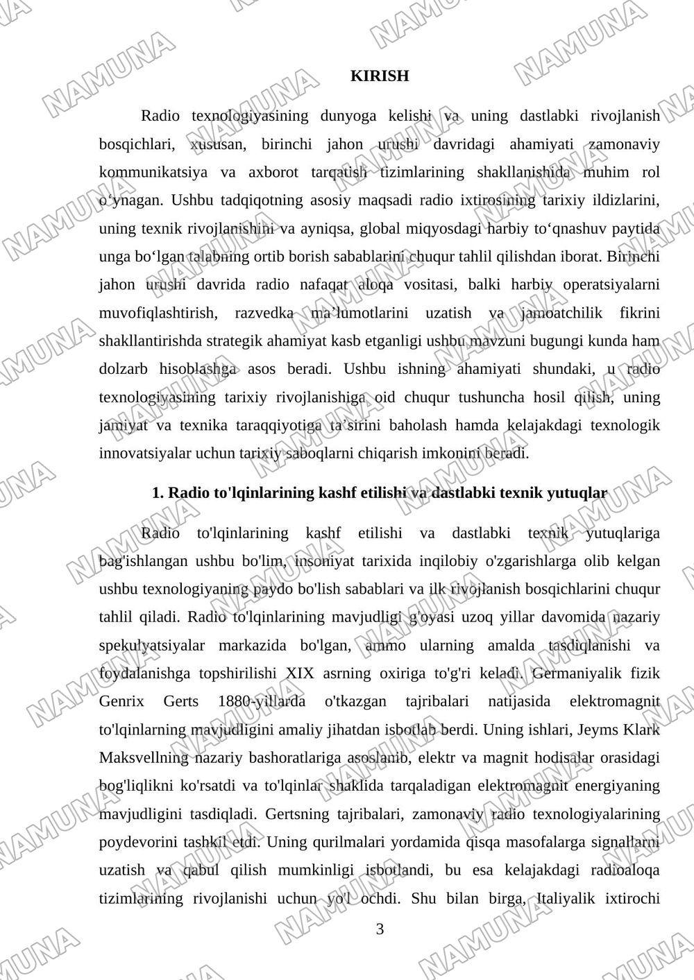 Radio va uning paydo boʻlishi 1jahon urishida unga boʻlgan talab — referat, 3-varaq
