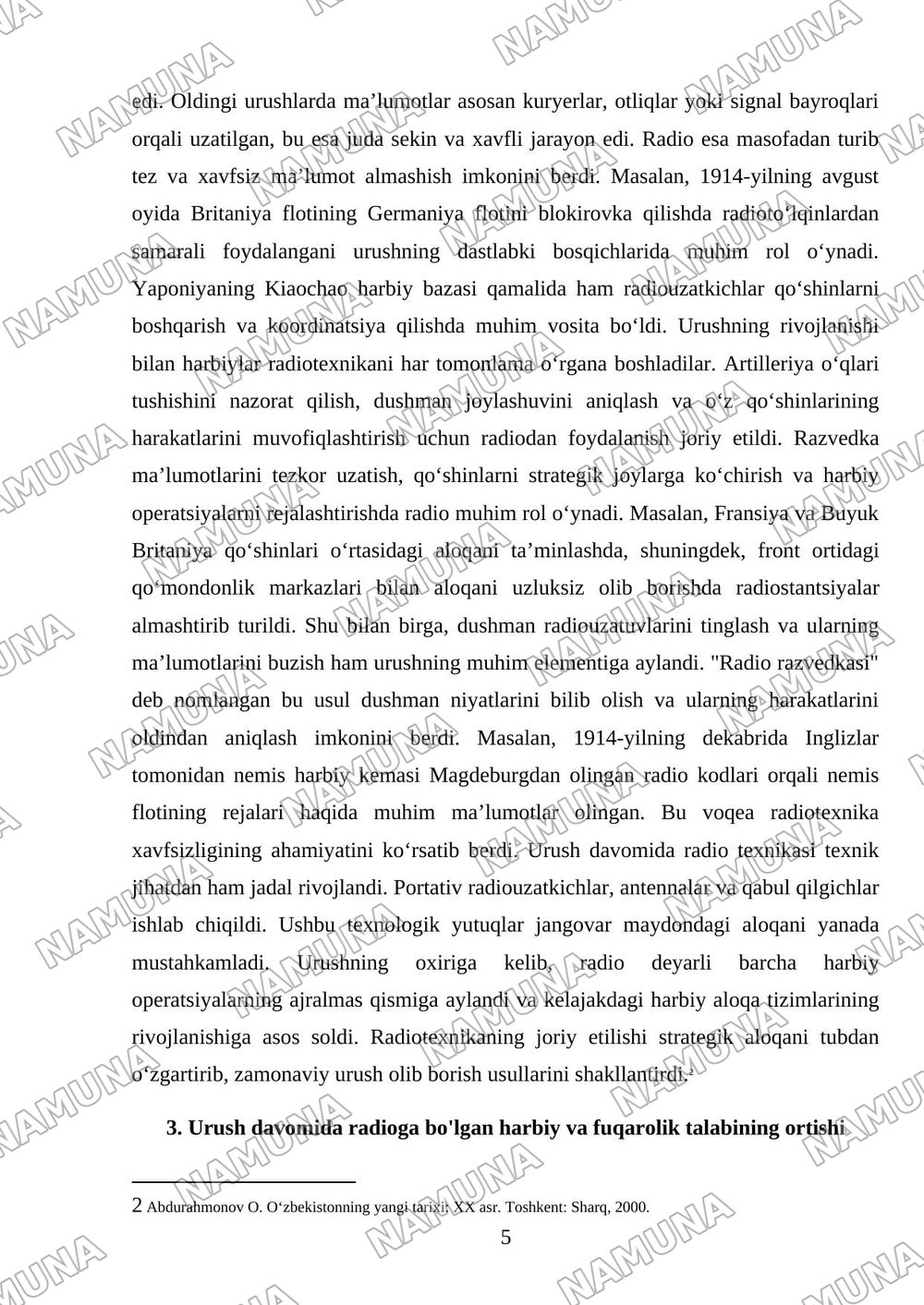 Radio va uning paydo boʻlishi 1jahon urishida unga boʻlgan talab — referat, 5-varaq