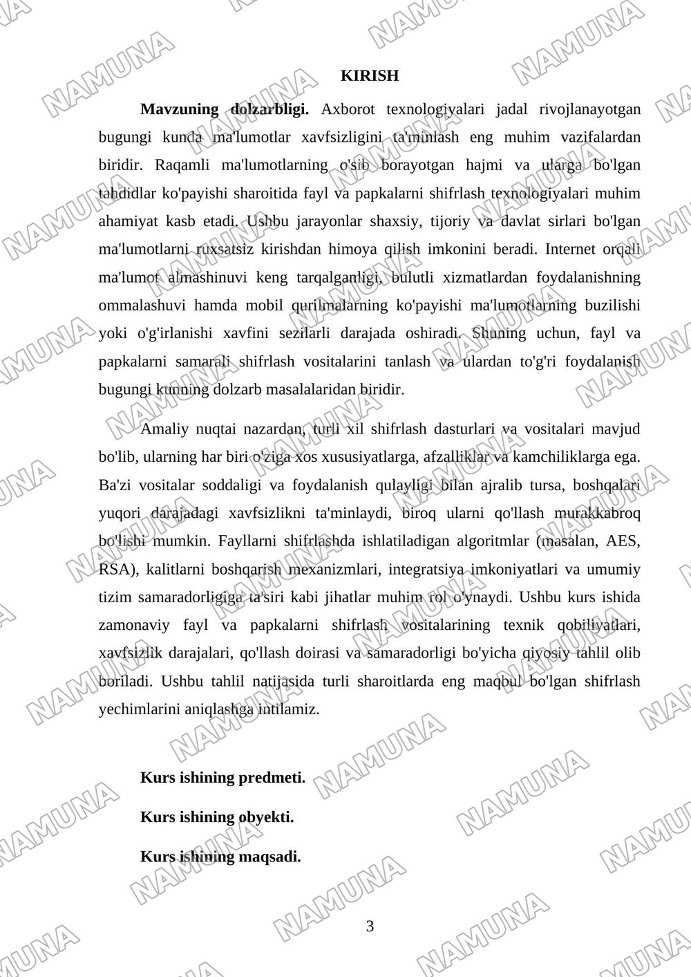Fayl va papkalarni shifrlash vositalarining qiyosiy tahlili. — kurs ishi, 3-varaq