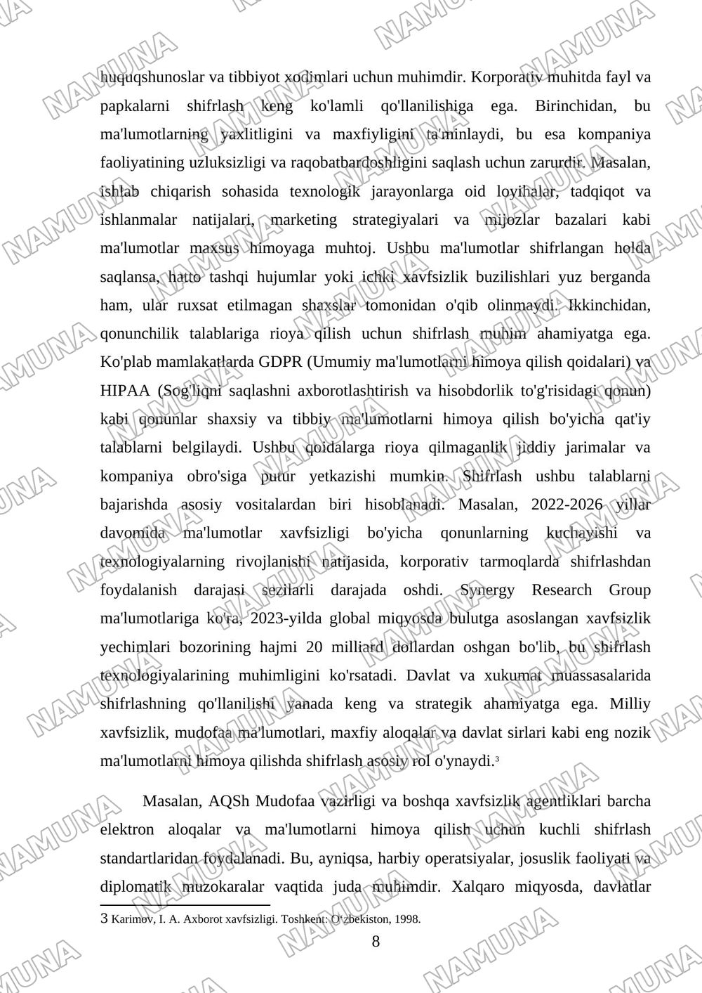 Fayl va papkalarni shifrlash vositalarining qiyosiy tahlili. — kurs ishi, 8-varaq