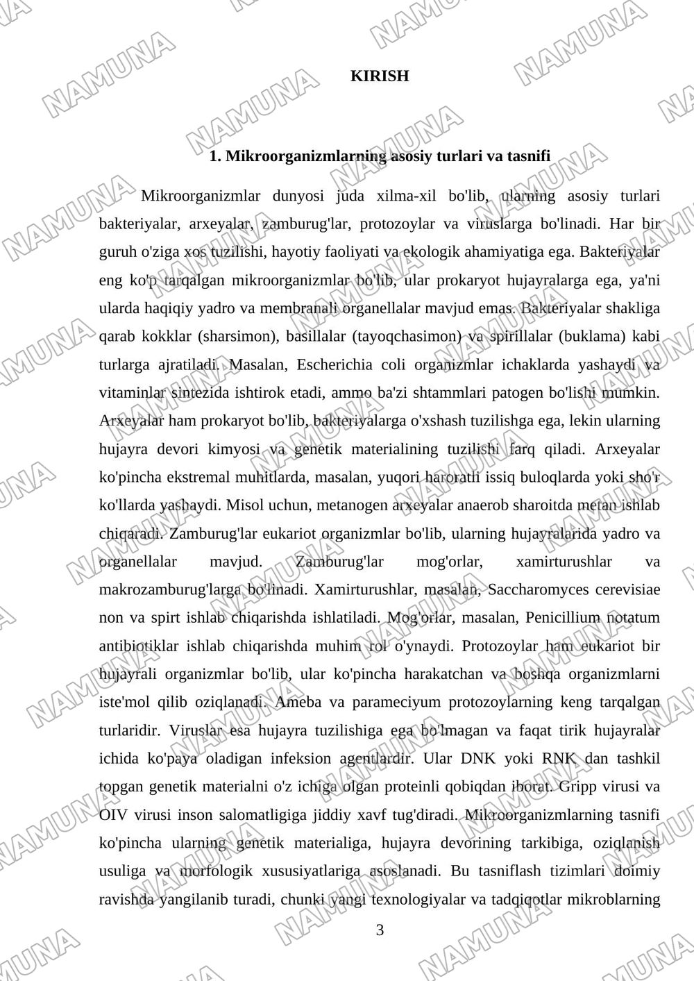 Mikroorganizmlar nima va ularning tavsifi — mustaqil ish, 3-varaq