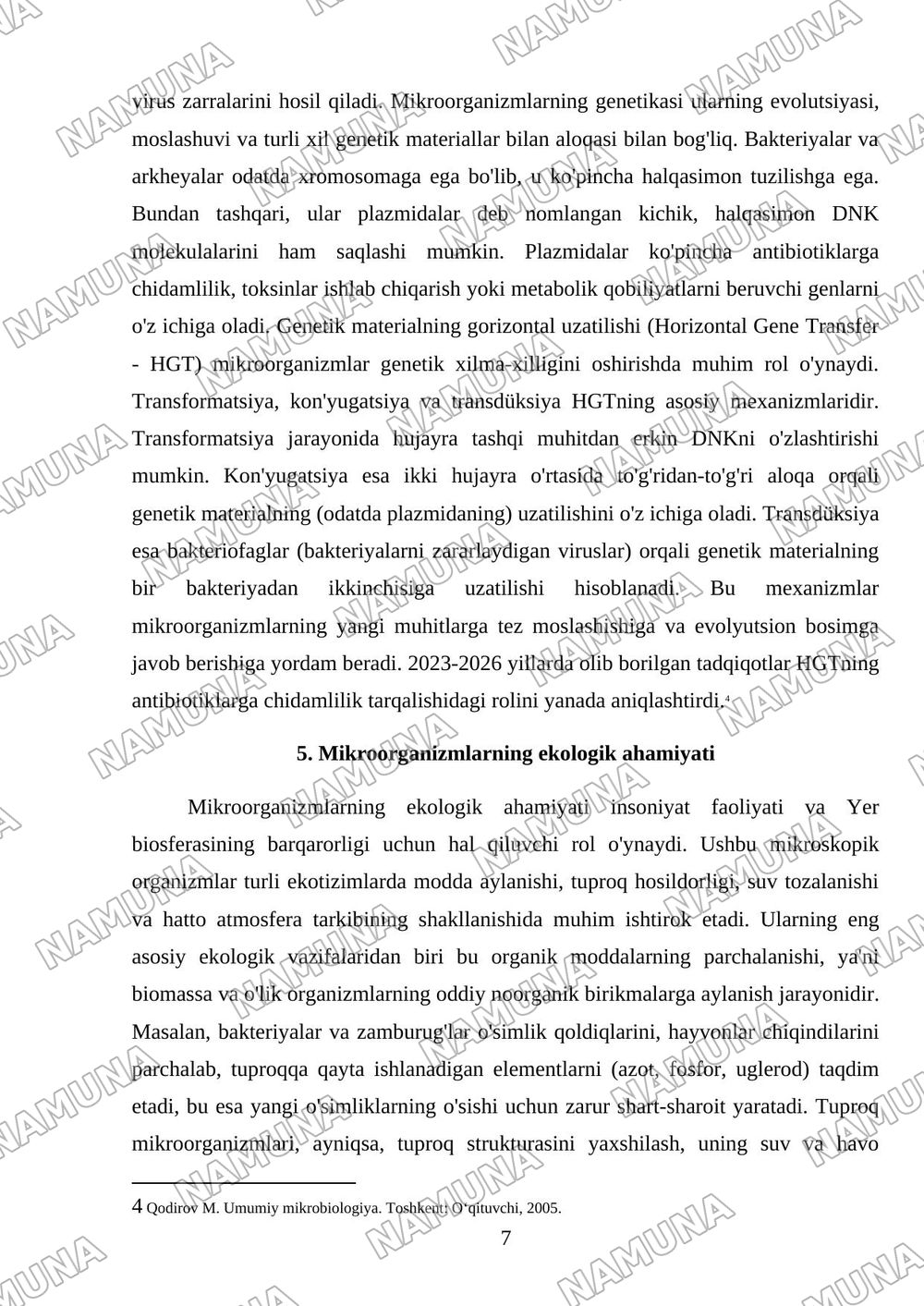 Mikroorganizmlar nima va ularning tavsifi — mustaqil ish, 7-varaq