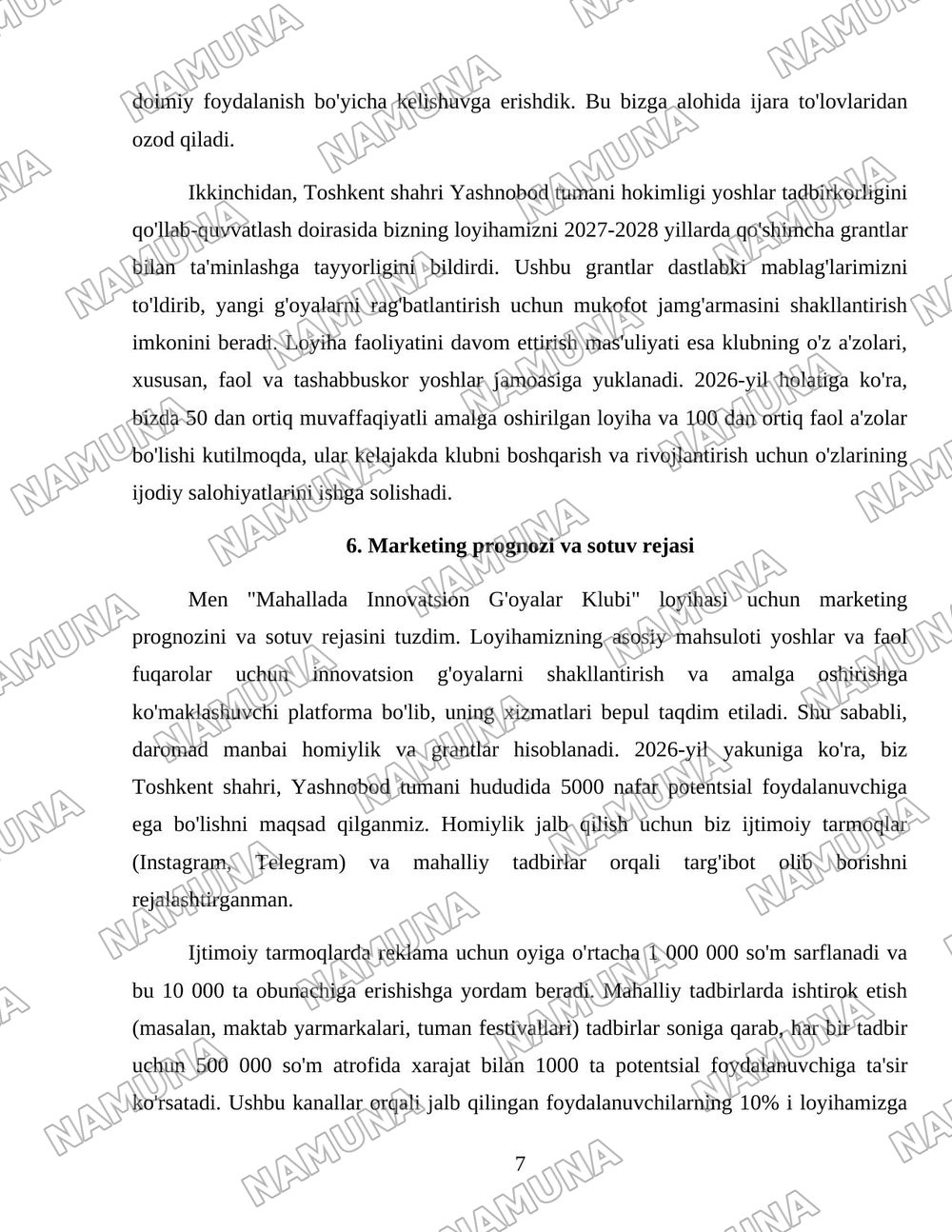 Faol fuqaro özgarişlar taşabbuskori — loyiha ishi, 7-varaq