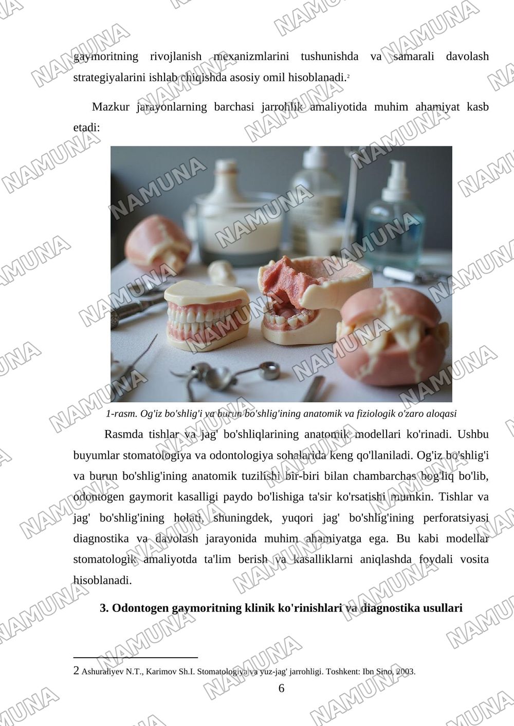 ODONTOGEN GAYMORIT: ETIOLOGIYASI, PATOGENEZI, KLINIKASI, TASHXISLASH VA DAVOLASH USULLARI. YUQORI JAG‘ BO‘SHLIG‘I PERFORATSIYASI VA DAVOLASH ALGORITMI — mustaqil ish, 6-varaq