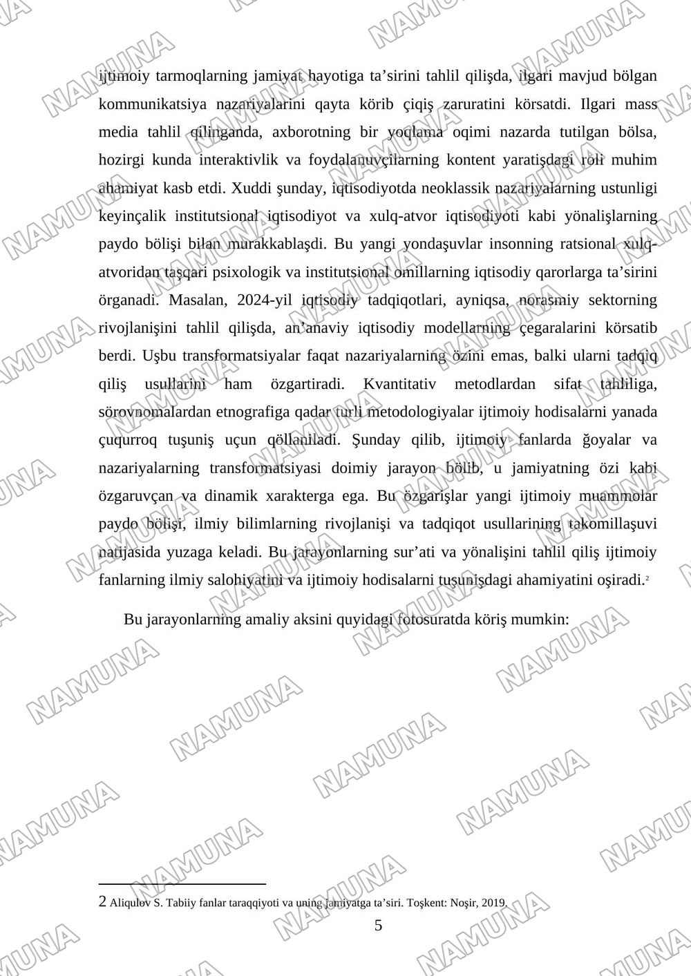Tabiiy va ijtimoiy fanlardagi o‘zgarishlar sur’ati, ya’ni hosilani tahlil qilish — mustaqil ish, 5-varaq