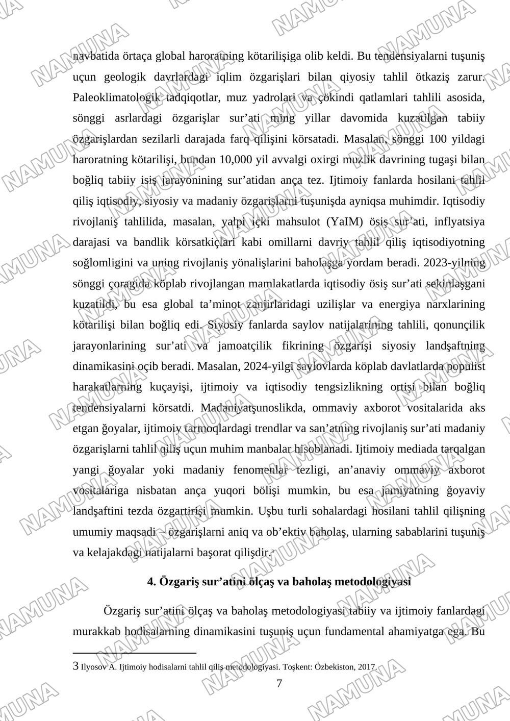 Tabiiy va ijtimoiy fanlardagi o‘zgarishlar sur’ati, ya’ni hosilani tahlil qilish — mustaqil ish, 7-varaq