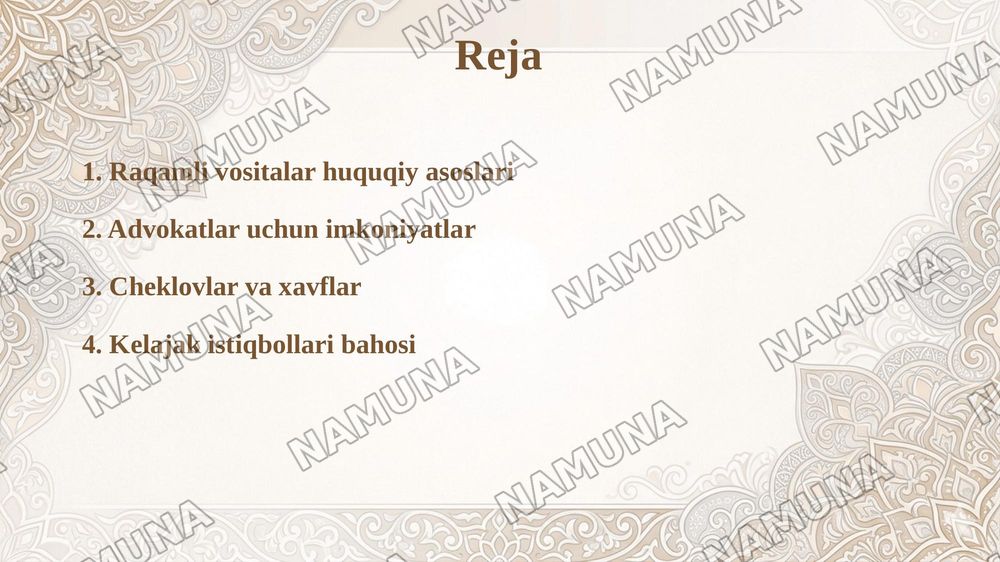 Advokatura faoliyatida raqamli vositalardan foydalanishning huquqy chegaralari — taqdimot, 2-slayd