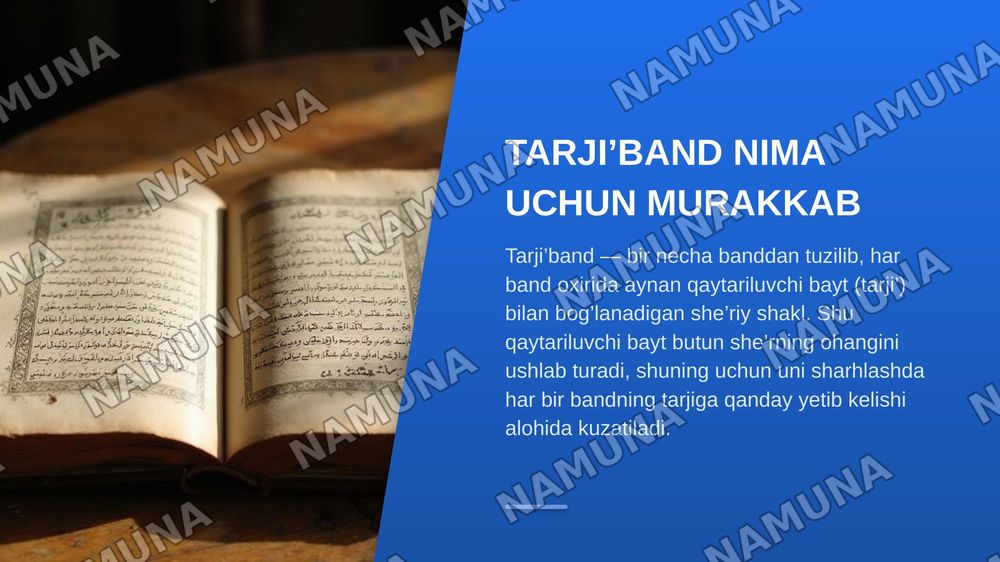 Navoiy tarji’bandlarini sharhlash — zamonaviy taqdimot, 3-slayd