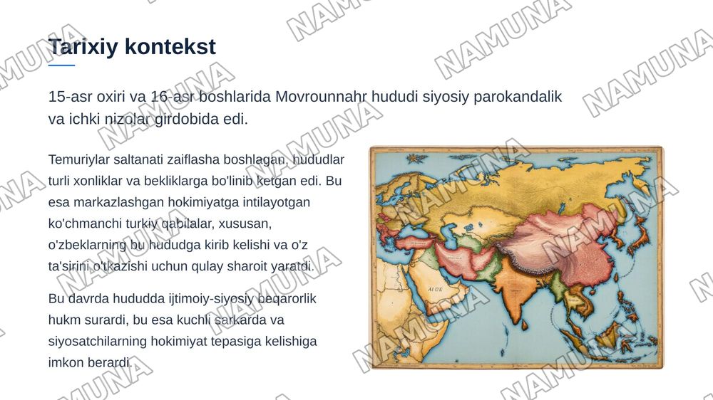 Shaybonixonning movrounnahirni zabt etishi — zamonaviy taqdimot, 3-slayd