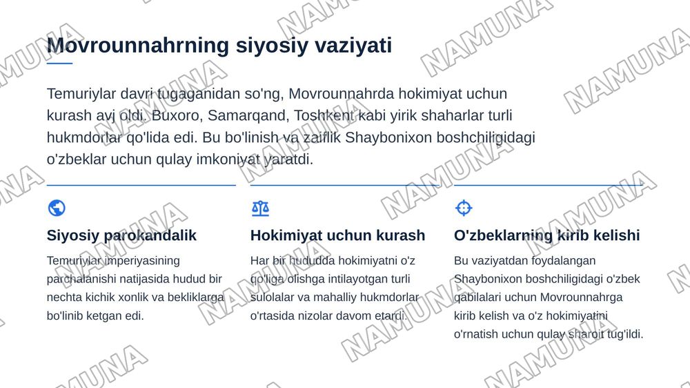 Shaybonixonning movrounnahirni zabt etishi — zamonaviy taqdimot, 5-slayd