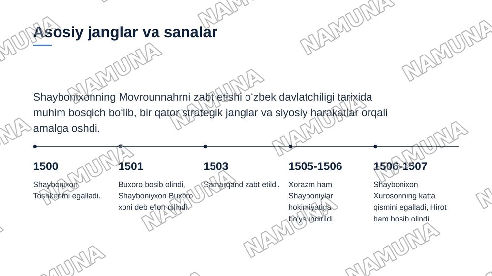 Shaybonixonning movrounnahirni zabt etishi — zamonaviy taqdimot, 7-slayd