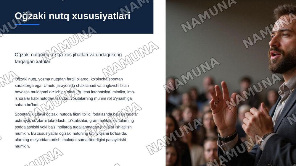 Oğzaki va yozma nutq .Nutqdagi xatolarni aniqlash va tuzatish — zamonaviy taqdimot, 4-slayd