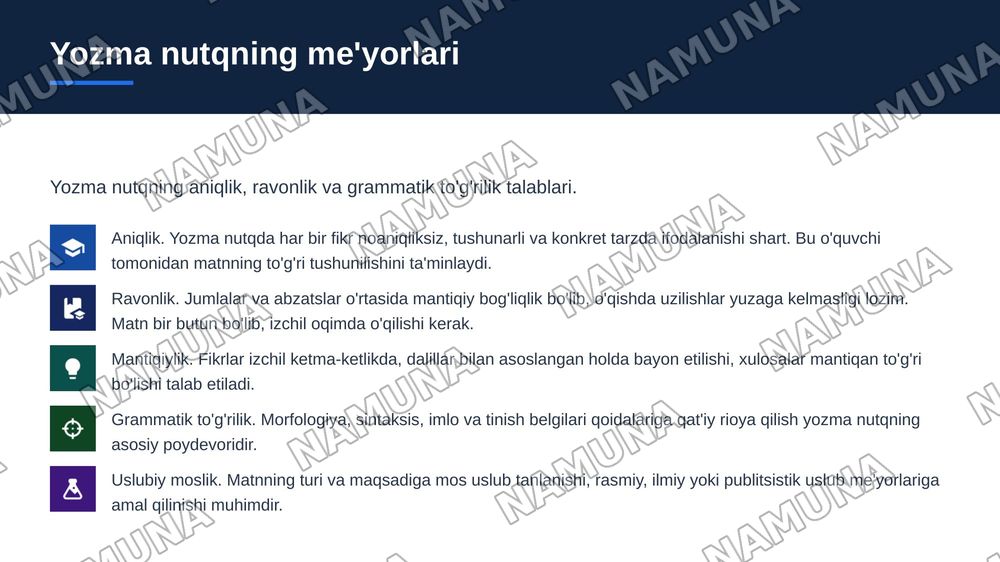 Oğzaki va yozma nutq .Nutqdagi xatolarni aniqlash va tuzatish — zamonaviy taqdimot, 5-slayd