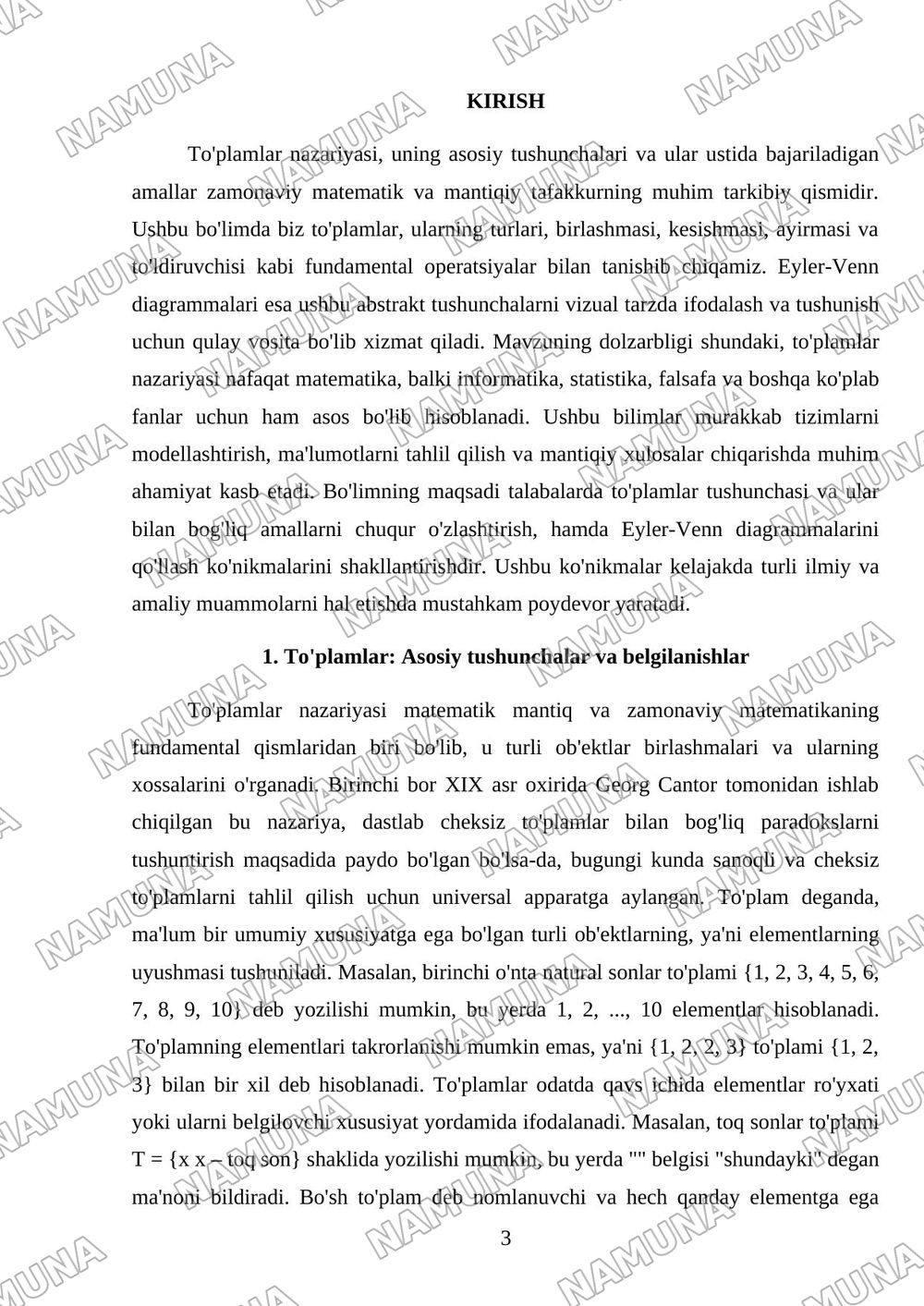To’plamlar va ular ustida amallar,Eyler-Venn diagarammlari — mustaqil ish, 3-varaq