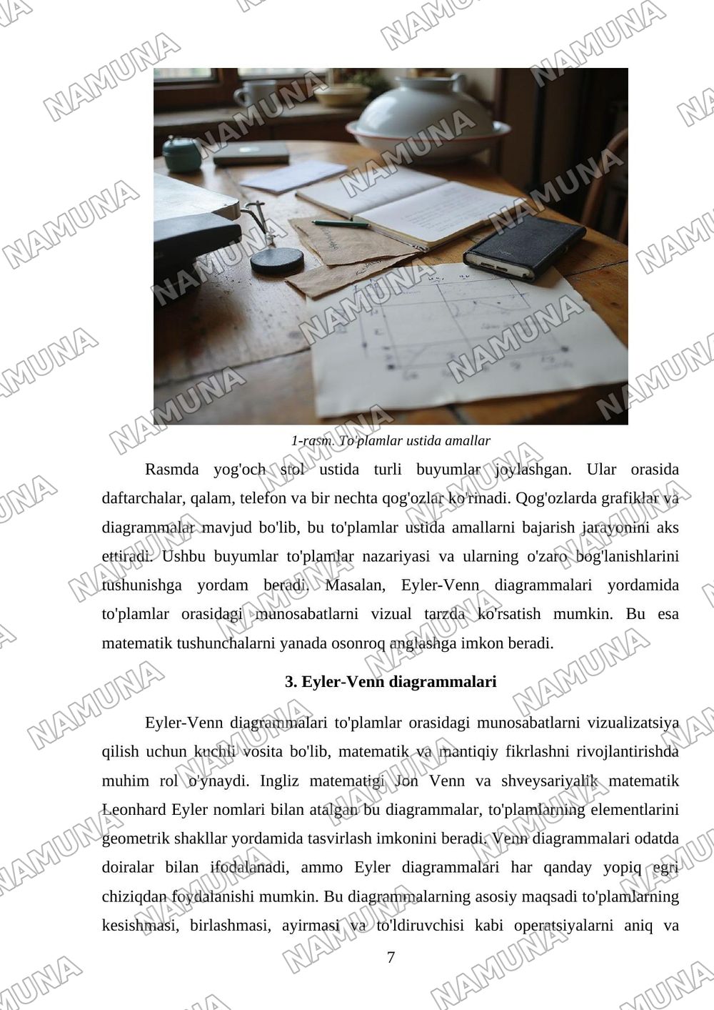 To’plamlar va ular ustida amallar,Eyler-Venn diagarammlari — mustaqil ish, 7-varaq