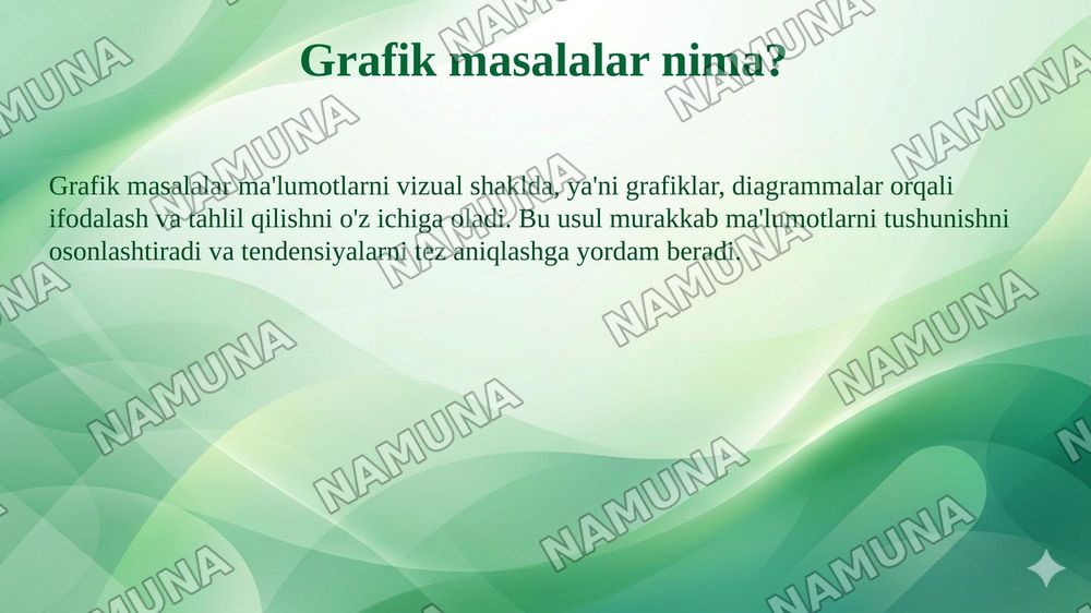 Mavzu: Eksperimental masalalar va ularni yechish metodikasi
Grafik masalalar va ularni yechish metodikasi — taqdimot, 7-slayd